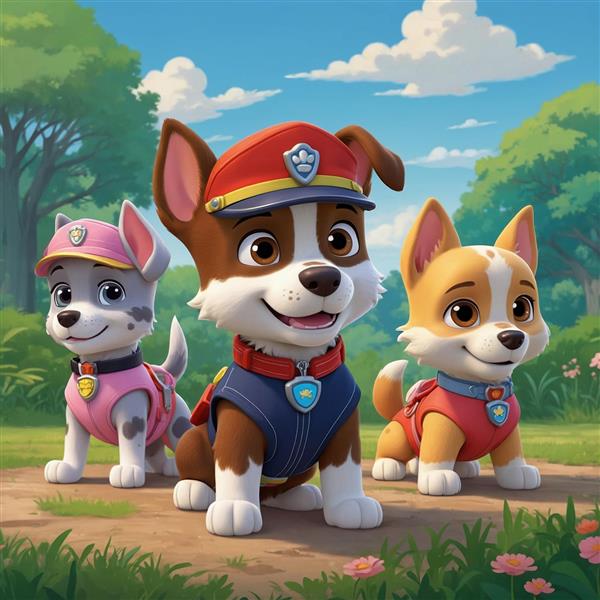 تصویر سگ‌های نگهبان در پارک با آسمان ابری