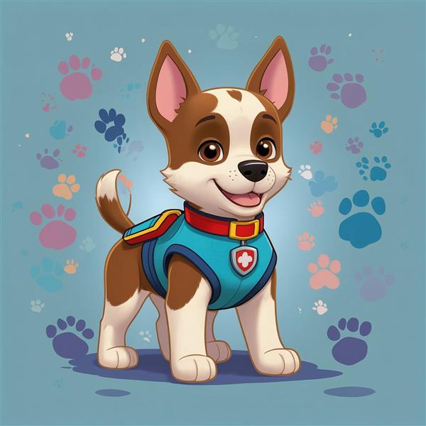 طرح چیس سگ نگهبان با پس‌زمینه ردپای سگ