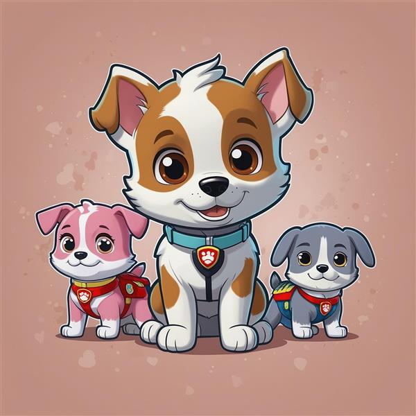تصویر سگ‌های نگهبان کارتونی سه تایی باکیفیت
