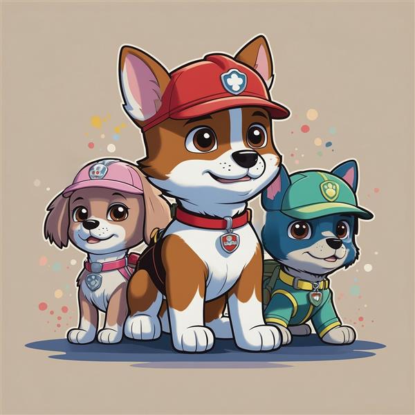 عکس تیمی سگ‌های نگهبان فانتزی با کلاه قرمز