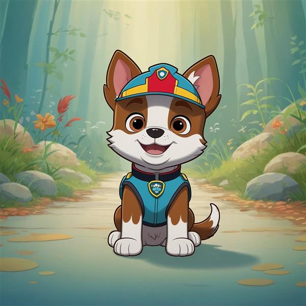 طرح چیس سگ نگهبان در جنگل با جزئیات بالا
