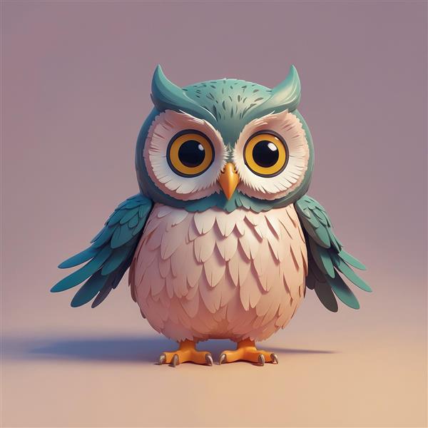 عکس جغد فانتزی فیروزه‌ای با بال‌های باز و باکیفیت