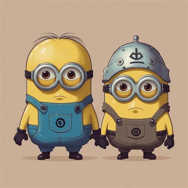 تصویر مینیون‌های کارتونی با کلاه جنگی و زره