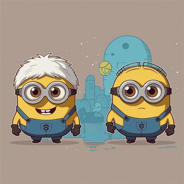 طرح مینیون‌های فانتزی با موهای سفید و عینک