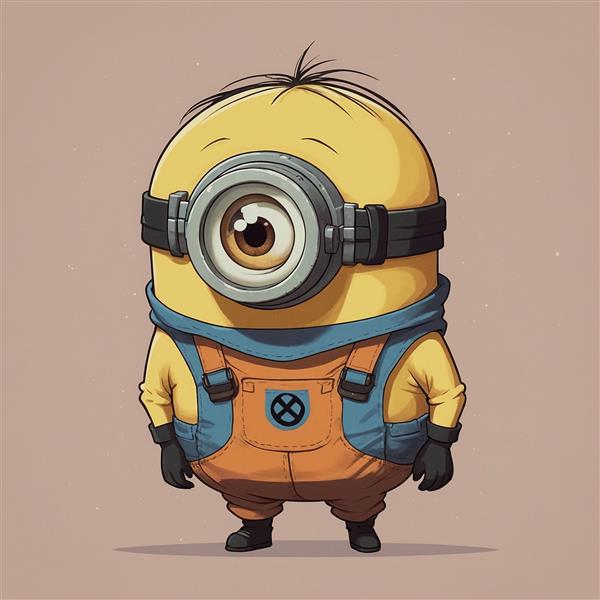 تصویر مینیون تک‌چشم با لباس نارنجی و سبک متفاوت
