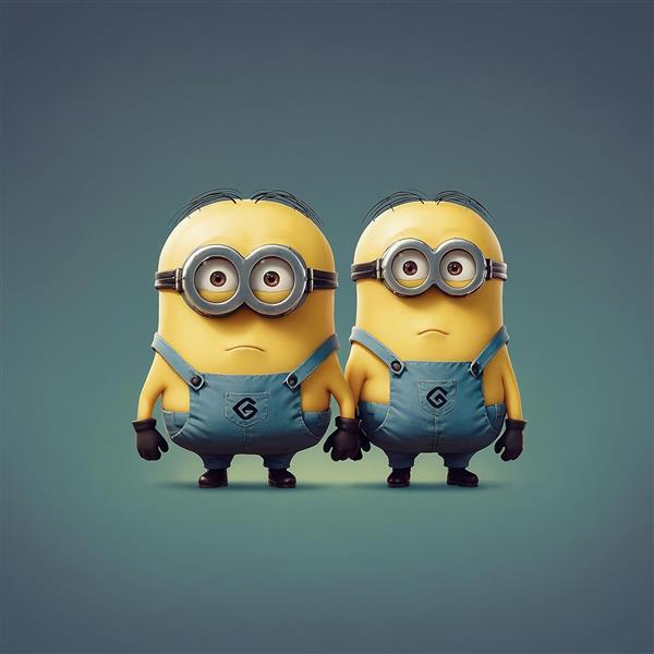 عکس دو مینیون ایستاده با سبک مینیمال و مدرن