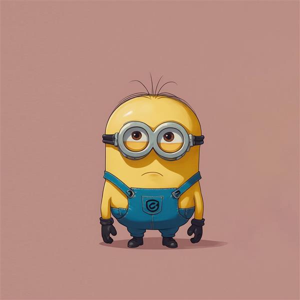 تصویر مینیون غمگین با نگاه رو به بالا و فانتزی