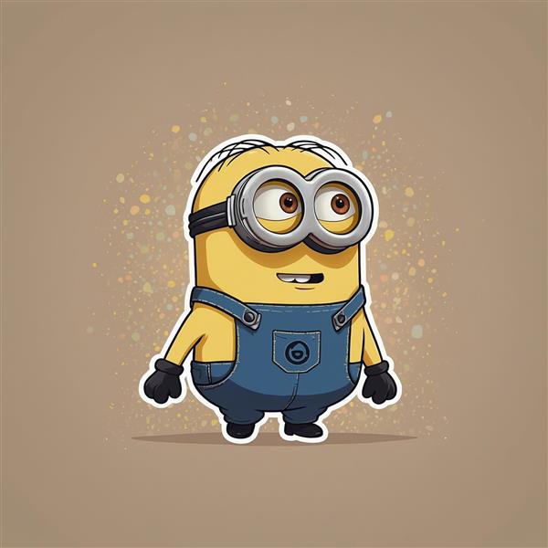 طرح مینیون کارتونی شاد با پس‌زمینه گرافیکی و جذاب