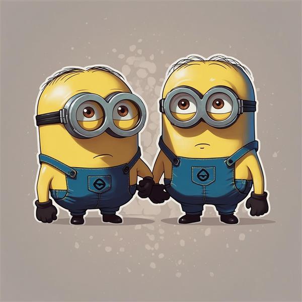 تصویر دو مینیون فانتزی با حالت‌های چهره متفاوت