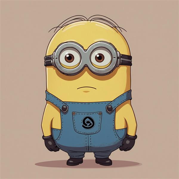 عکس مینیون مینیمال ایستاده با عینک و لباس آبی
