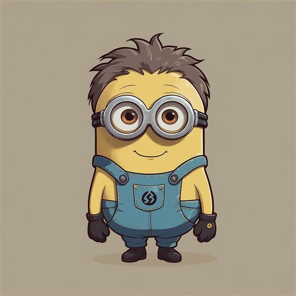 تصویر مینیون کارتونی با موهای نامرتب و سبک مینیمال