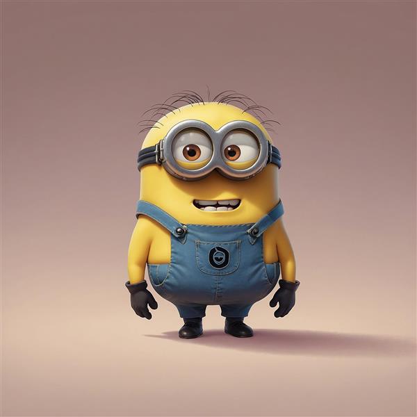 عکس مینیون کارتونی خندان با دو چشم و لباس کار