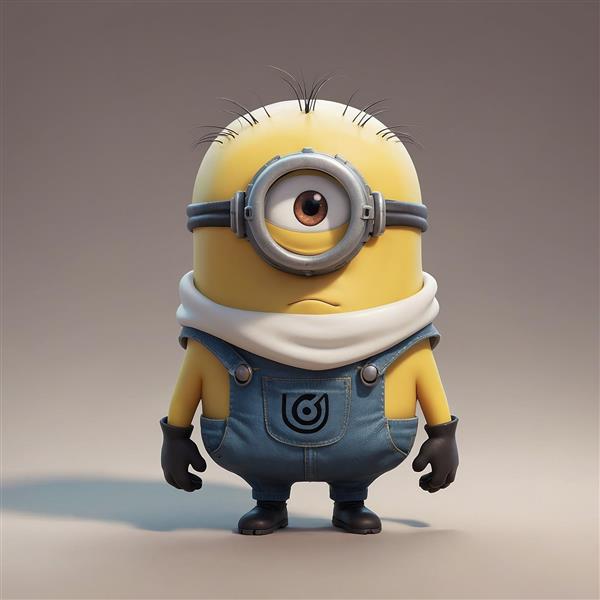 طرح مینیون تک چشم کارتونی با لباس آبی باکیفیت