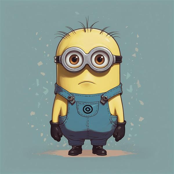 طرح مینیون کارتونی با عینک بزرگ و نگاه ساده