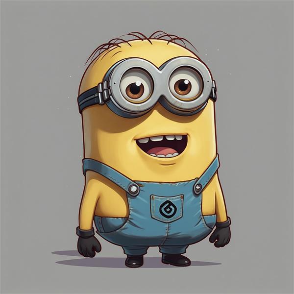 عکس مینیون کارتونی خندان با جزئیات دقیق گرافیکی