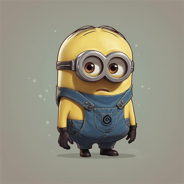 عکس مینیون کارتونی با عینک دوتایی و دستکش سیاه
