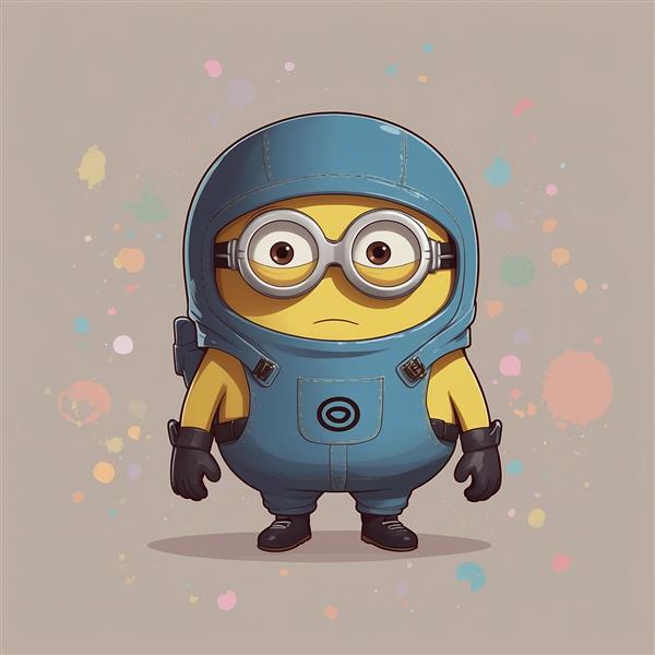 عکس مینیون کارتونی با کلاه و لباس فضایی آبی
