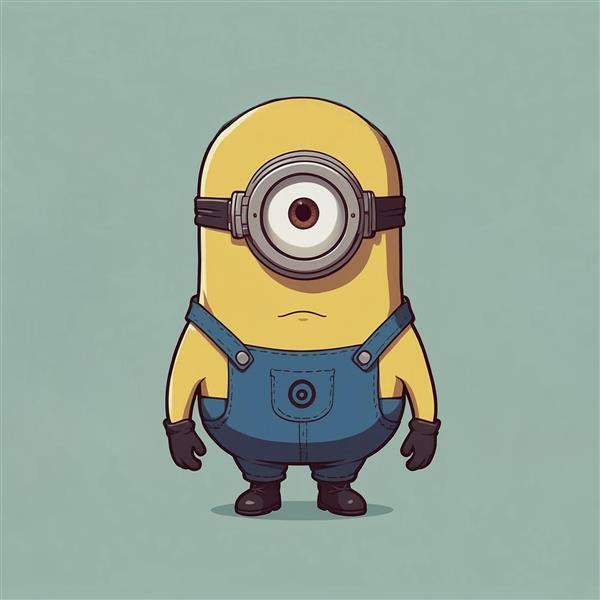 تصویر مینیون تک‌چشم کارتونی با لباس آبی ساده