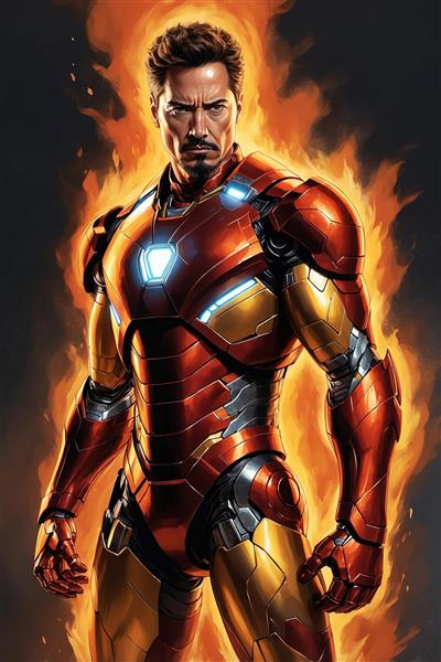 تصویر تونی استارک در لباس مرد آهنی فانتزی