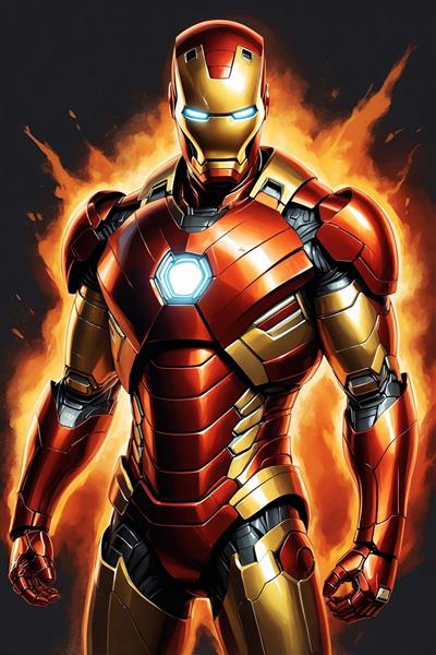 تصویر مرد آهنی با زره قرمز و طلایی باکیفیت