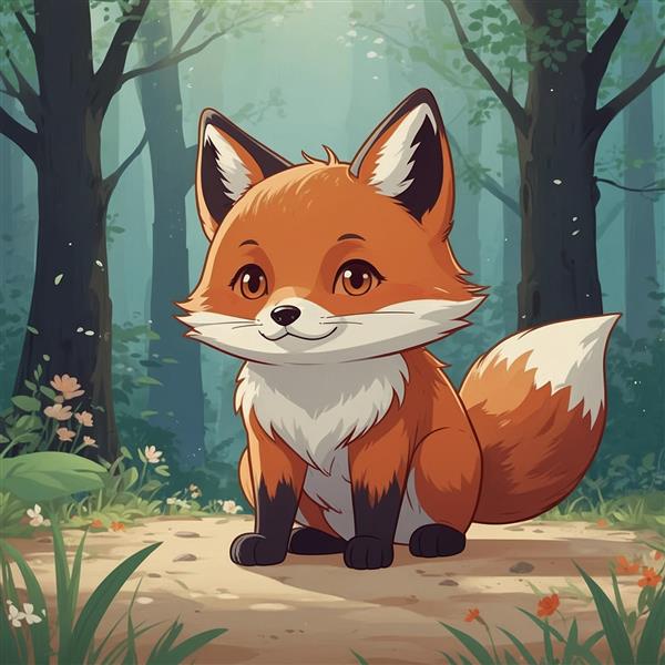 تصویر روباه فانتزی در جنگل مه‌آلود با نورپردازی طبیعی