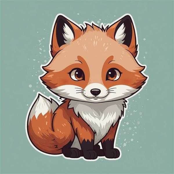 طرح گرافیکی روباه فانتزی با خط دور سفید و باکیفیت