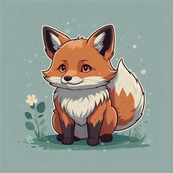 عکس روباه فانتزی با دم بزرگ سفید در فضای باز