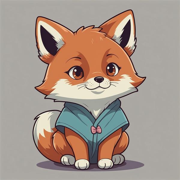 تصویر کاراکتر روباه فانتزی با هودی آبی و استایل مینیمال