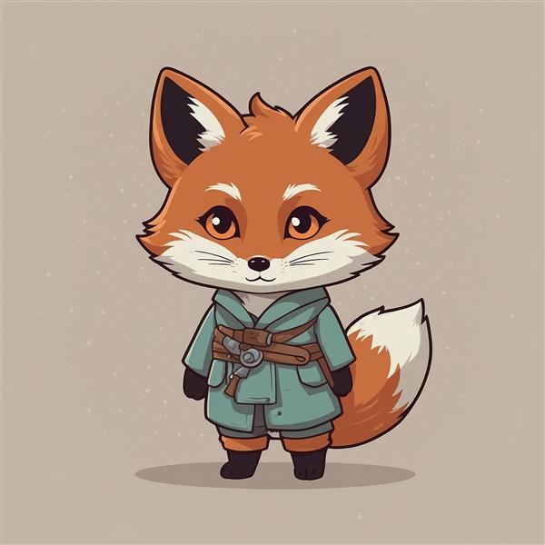 تصویر روباه کارتونی با لباس سنتی و کمربند