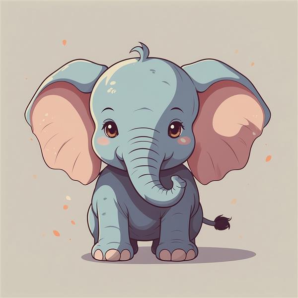 عکس فیل کارتونی خندان با رنگ‌بندی ملایم و جذاب