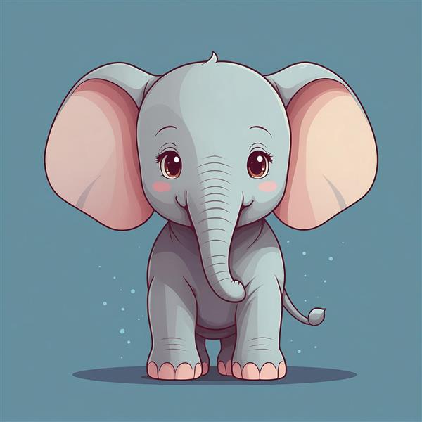 طرح فیل فانتزی خاکستری با گوش‌های بزرگ و زیبا