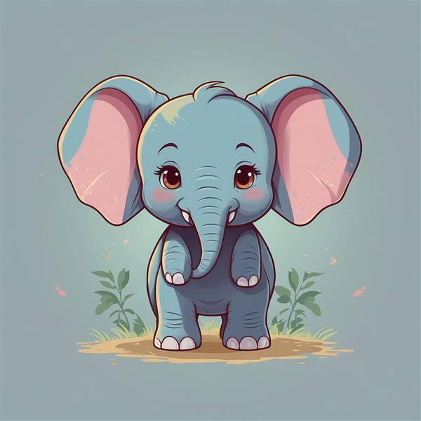 تصویر فیل فانتزی خوشحال در طبیعت مینیمال