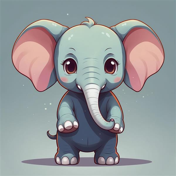 طرح فیل کارتونی ایستاده با چشمان درشت