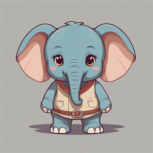 تصویر فیل کارتونی با جلیقه خبرنگاری