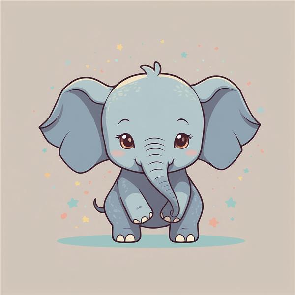 عکس فیل فانتزی طوسی کوچک با ستاره‌های رنگی