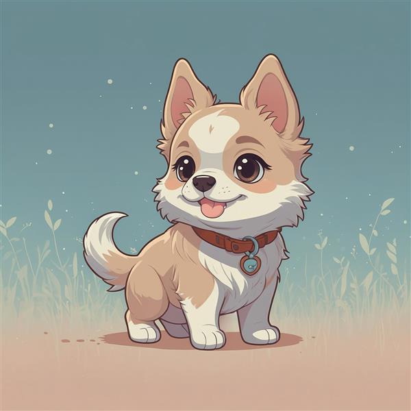 عکس سگ کارتونی کرم در چمن‌زار با جزئیات بالا