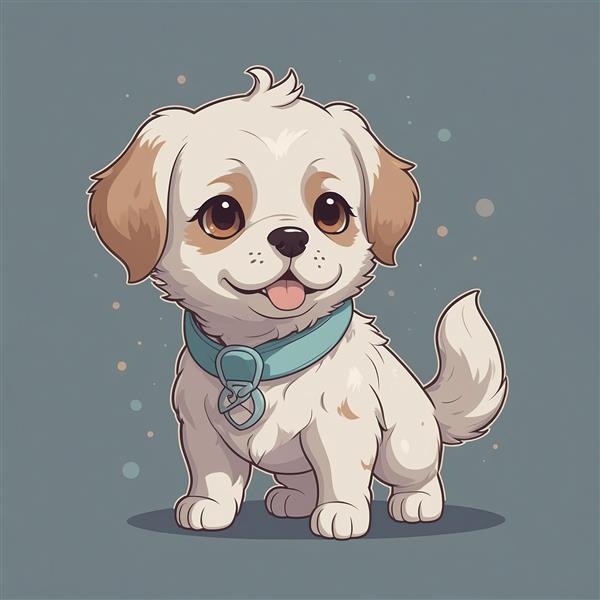 طرح سگ فانتزی شیری رنگ با قلاده آبی باکیفیت