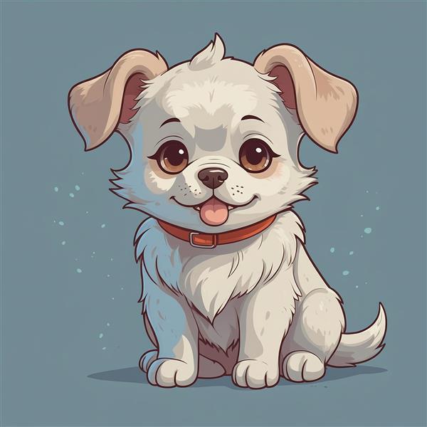 تصویر سگ کارتونی سفید با گوش‌های بزرگ و خندان