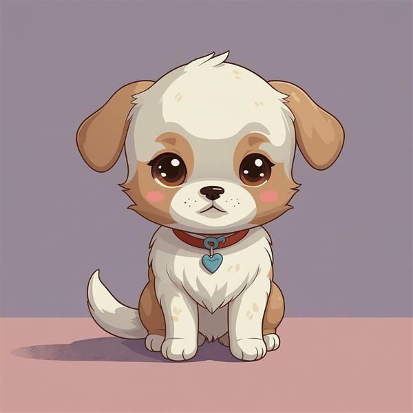 طرح سگ فانتزی کرم قهوه‌ای با قلاده قلبی باکیفیت