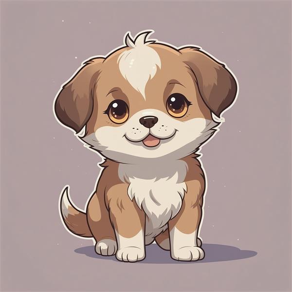 تصویر سگ قهوه‌ای و سفید فانتزی با لبخند