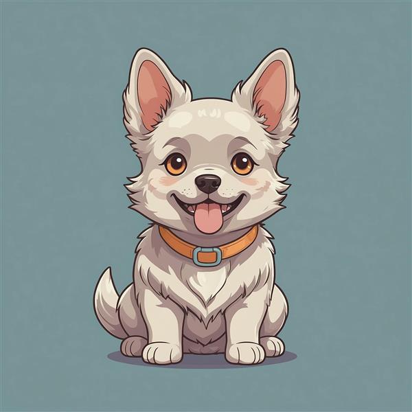 طرح سگ سفید ایستاده فانتزی با چشمان درشت