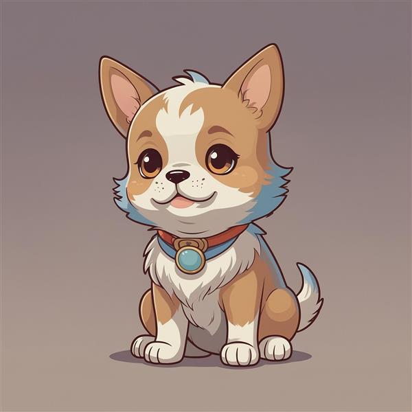 عکس سگ قهوه‌ای فانتزی با قلاده قرمز و آویز