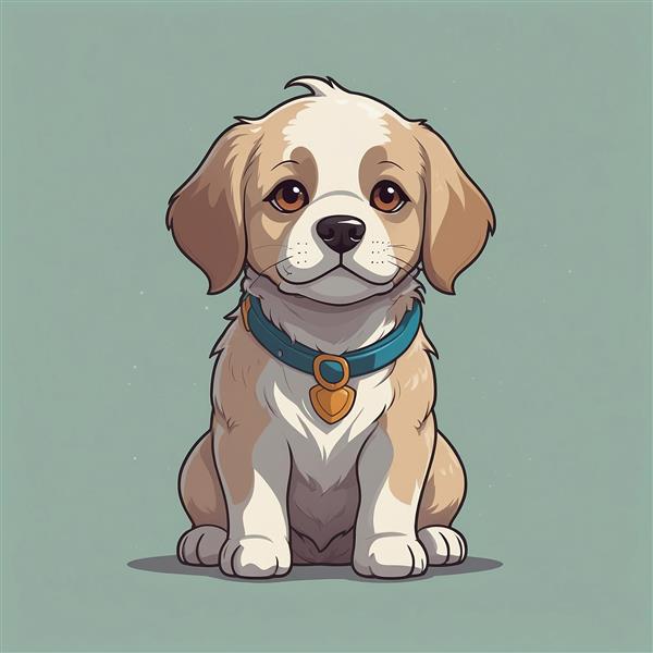 تصویر سگ طلایی فانتزی با قلاده آبی و چشمان قهوه‌ای