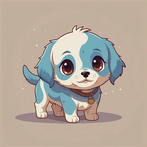 طرح سگ خالدار سفید و آبی فانتزی باکیفیت