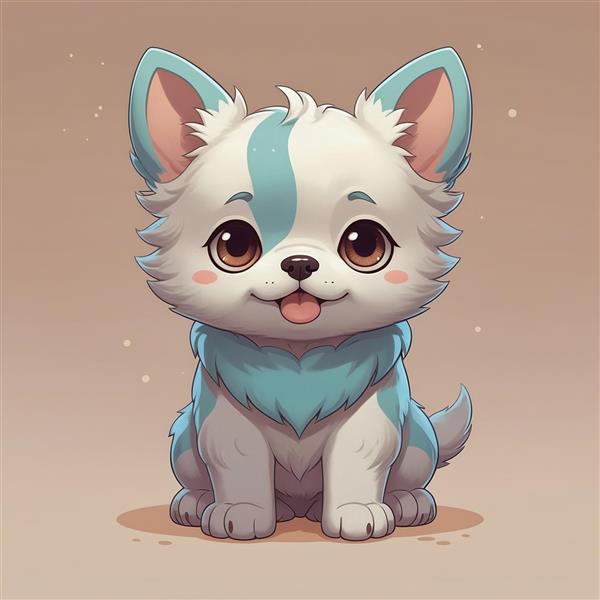 تصویر سگ سفید و آبی فانتزی با قلاده