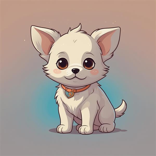 عکس سگ کوچک سفید فانتزی با قلاده نارنجی