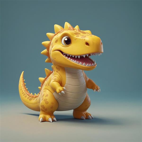 عکس دایناسور زرد کارتونی لبخندزن با کیفیت بالا