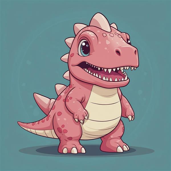 طرح دایناسور فانتزی صورتی با جزئیات رنگی و کیفیت عالی