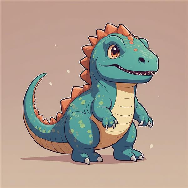 عکس دایناسور فانتزی فیروزه‌ای با دم بلند و کیفیت بالا
