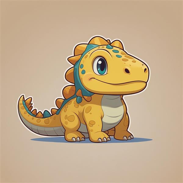 تصویر دایناسور کوچک نارنجی فانتزی با چشمان درشت باکیفیت